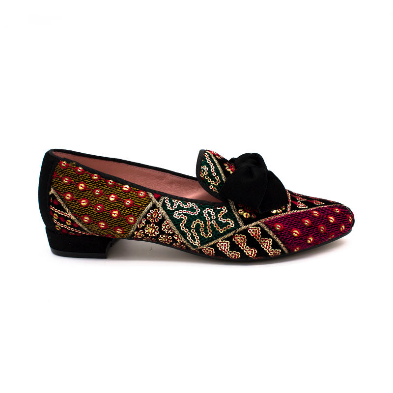 Bailarina con tacón 165 Velvet multi con lazo